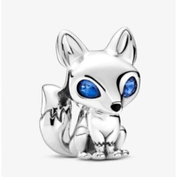 Blue-Eyed Fox Charm Charm Fit Pandora Bracelet S925 Sterling Silver - Picture 1 of 12